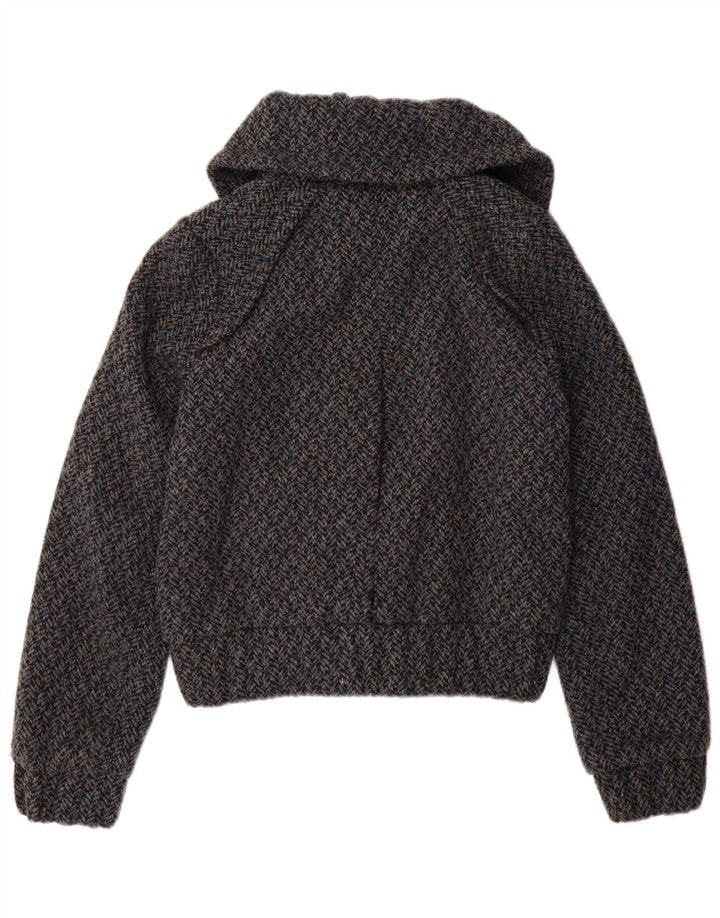 Jaqueta bomber feminina Topshop Reino Unido 10 poliéster espinha de peixe azul pequeno
