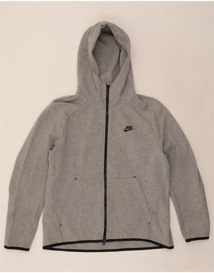 Suéter masculino Nike com capuz e zíper grande algodão cinza