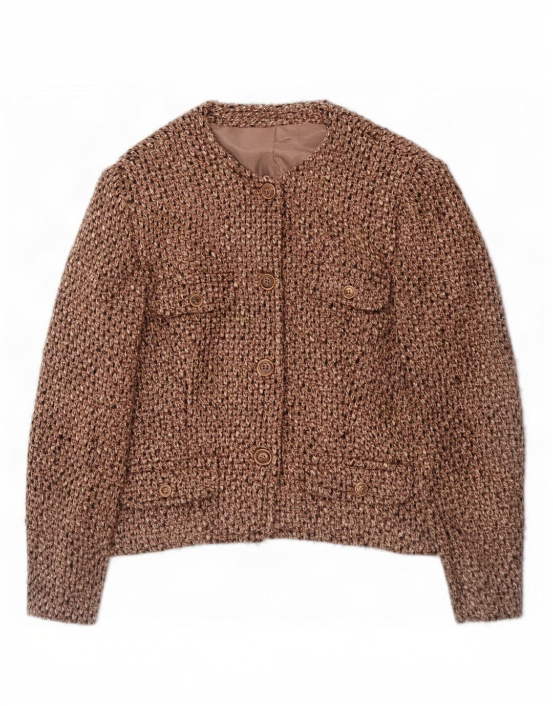 Jaqueta blazer vintage feminina com 4 botões Reino Unido 14 marrom médio manchado