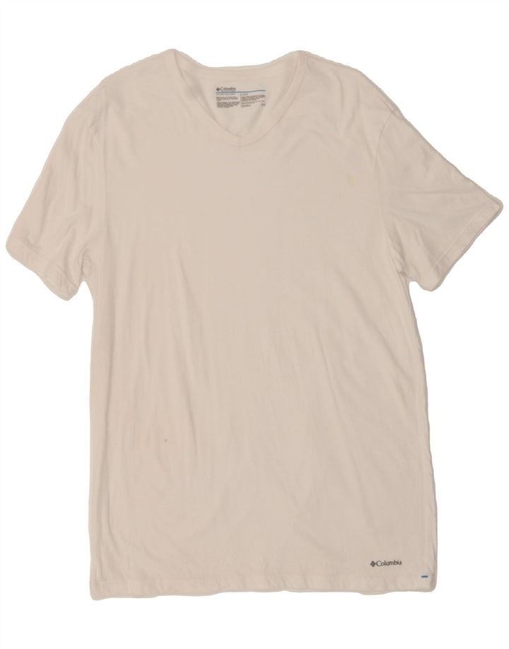 COLUMBIA Mens T-Shirt Top Large White Cotton Vintage Columbia and Second-Hand Columbia from Messina Hembry 