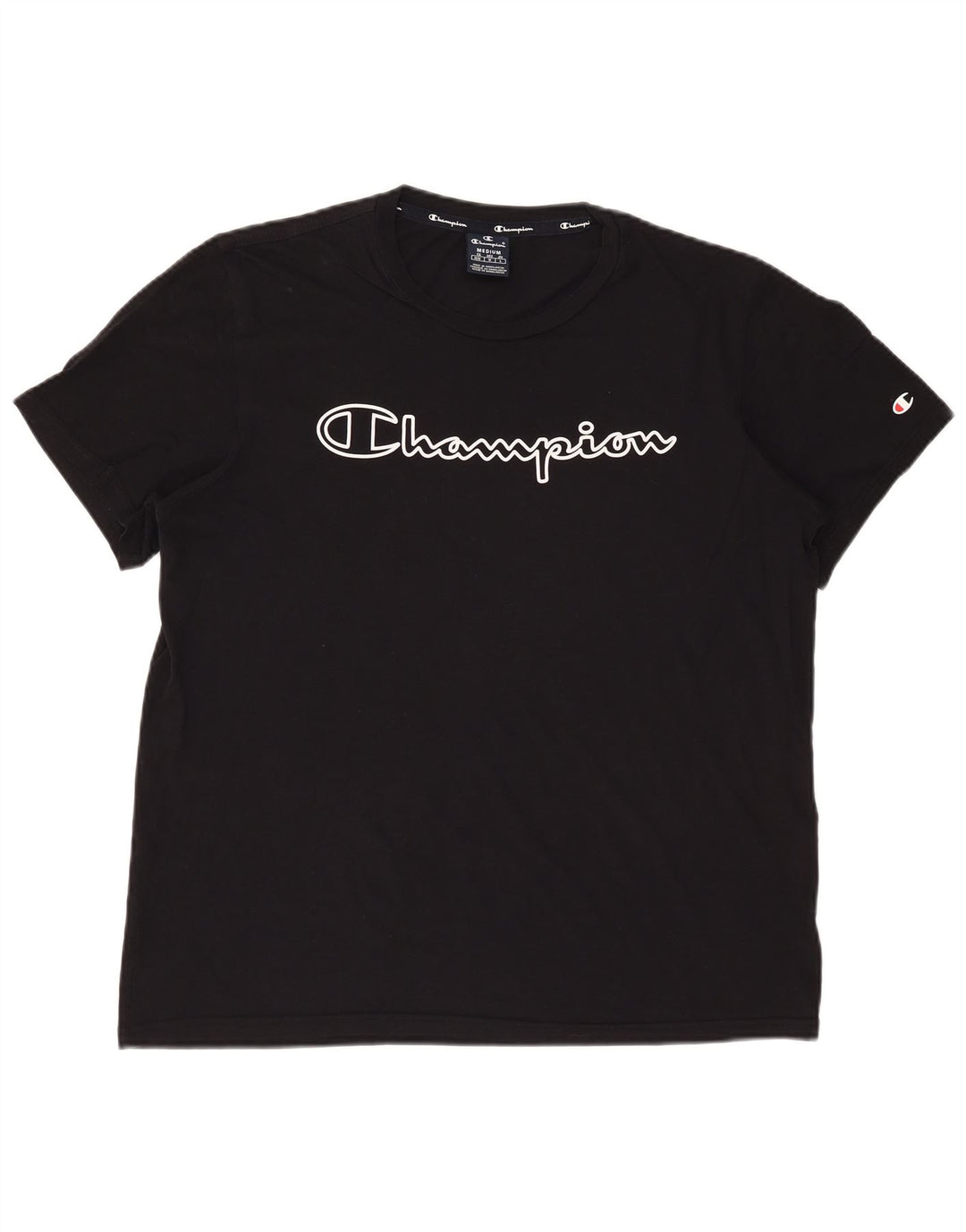 Camiseta gráfica masculina Champion de algodão preto médio