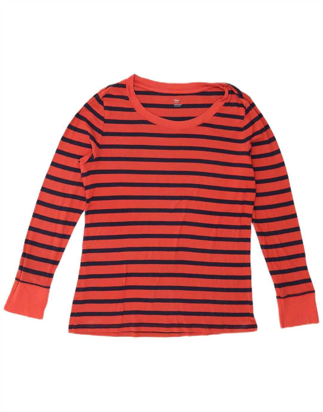Top feminino Gap manga comprida UK 18 XL listrado vermelho