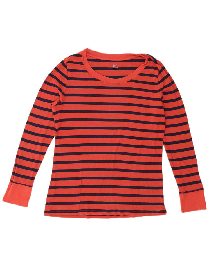 Top feminino Gap manga comprida UK 18 XL listrado vermelho