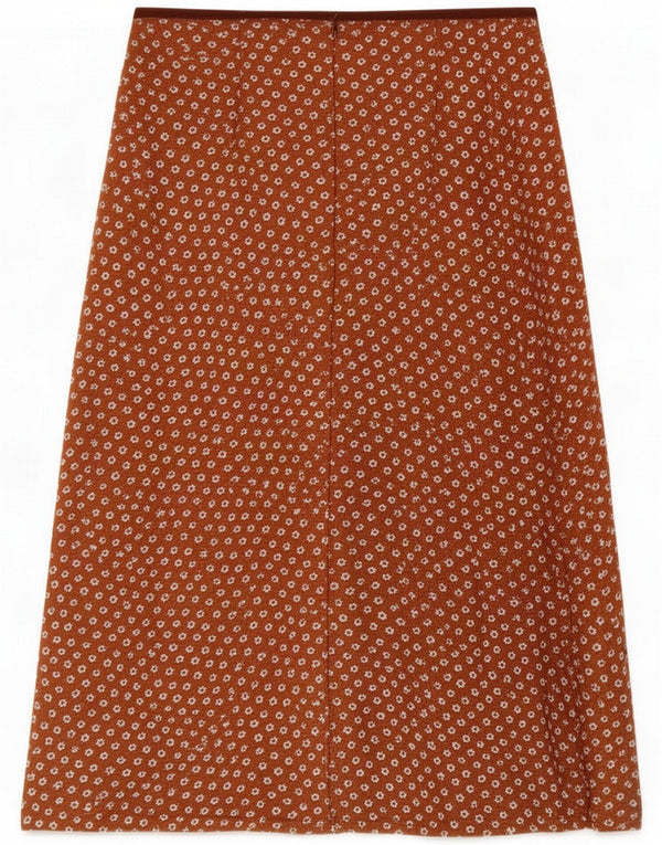 Saia vintage feminina evasê grande W32 marrom floral