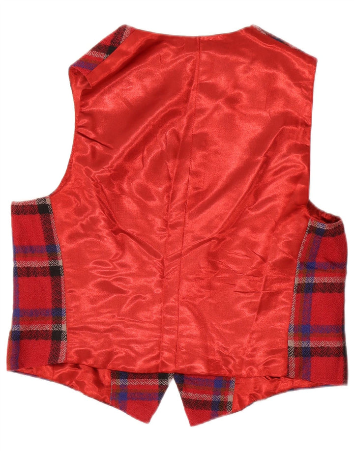 Colete feminino vintage UK 14 xadrez vermelho médio