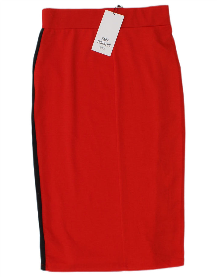 Zara Saia lápis feminina Trafaluc pequena W26 poliéster colorblock vermelho