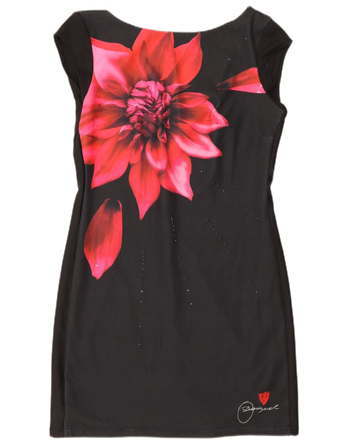 Vestido bainha feminino Desigual UK 12 médio preto floral