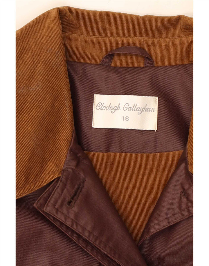 Clodagh Callaghan Womens Trench Coat UK 16 Grande Poliéster Marrom