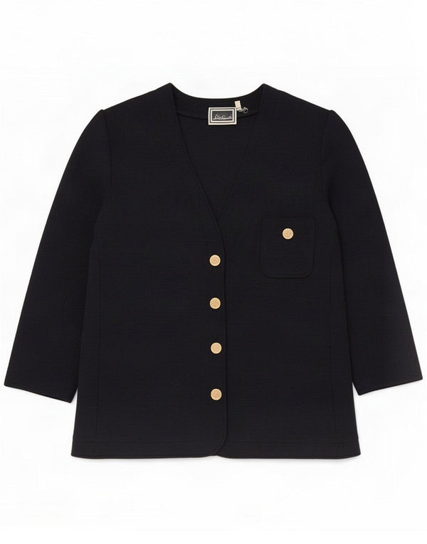 Luisa Spagnoli Jaqueta blazer feminina manga 3/4 com 4 botões Reino Unido 18 XL azul marinho