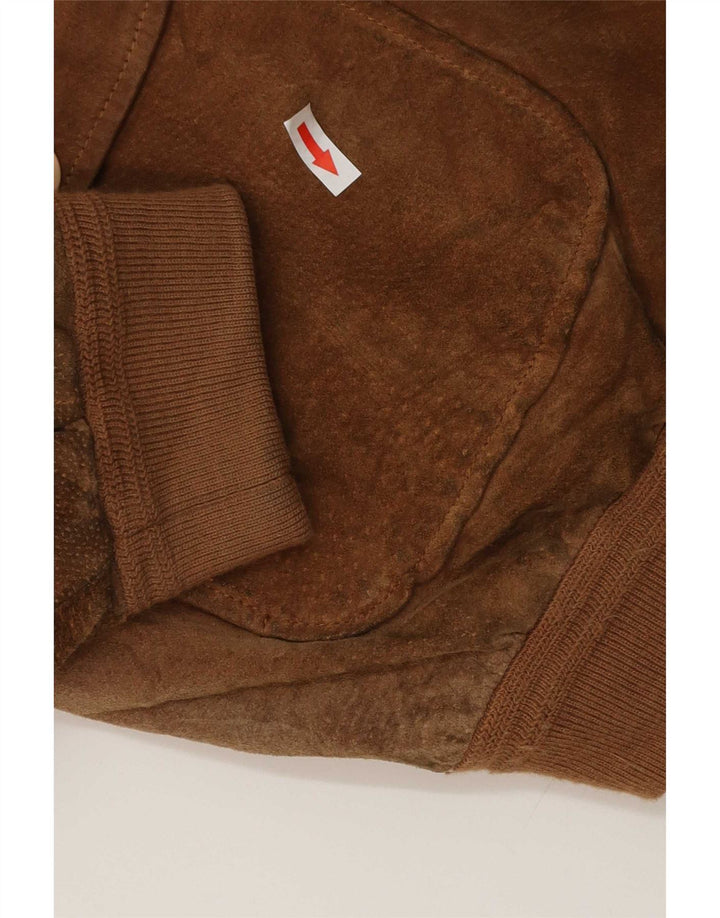 Jaqueta bomber masculina de camurça Essebi IT 54 2XL couro marrom