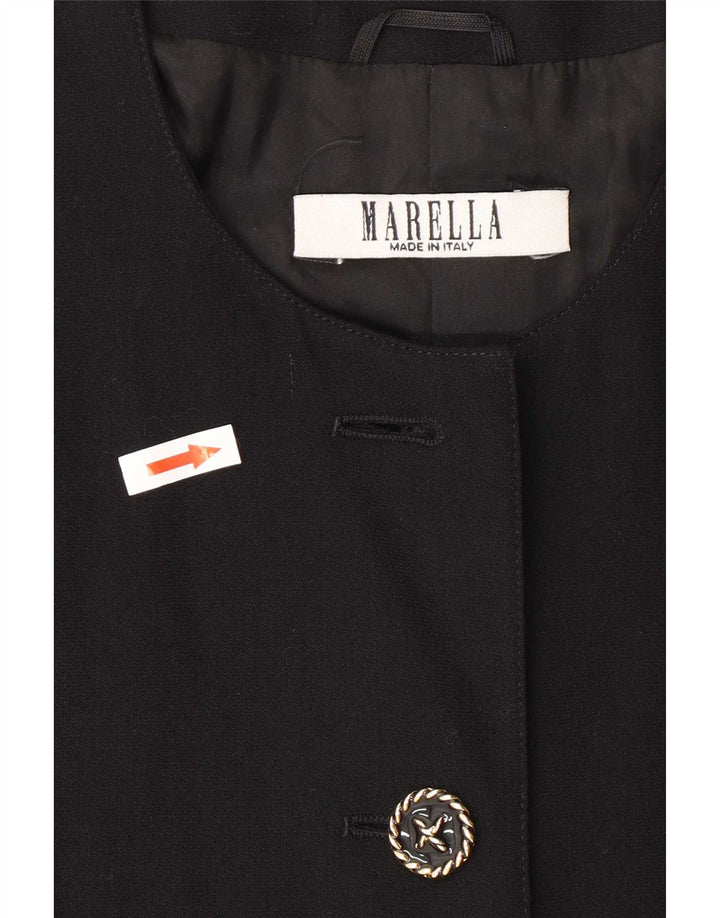Jaqueta blazer feminina Marella com 4 botões Reino Unido 12 médio preto lã nova