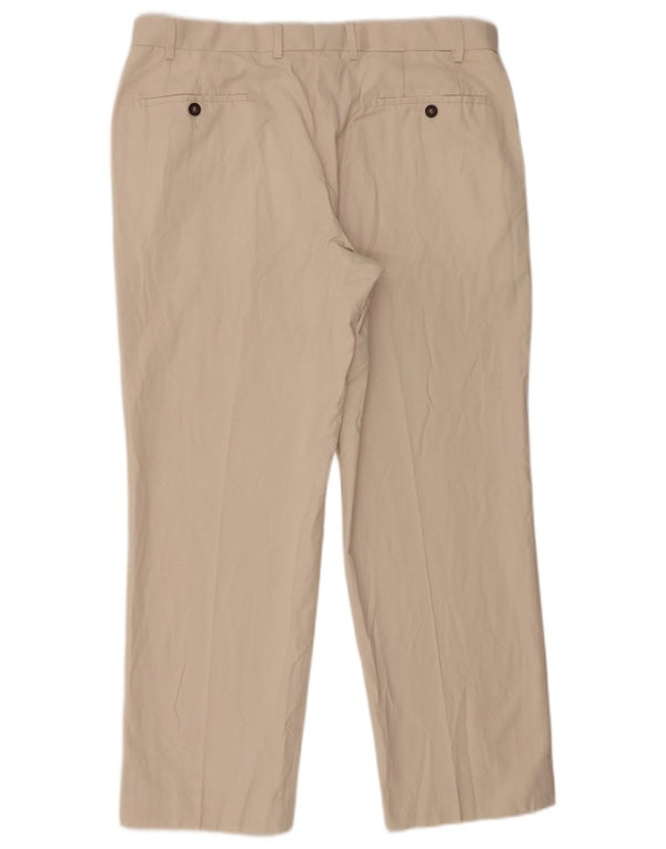 Calça chino reta masculina Marks & Spencer W36 L29 algodão bege