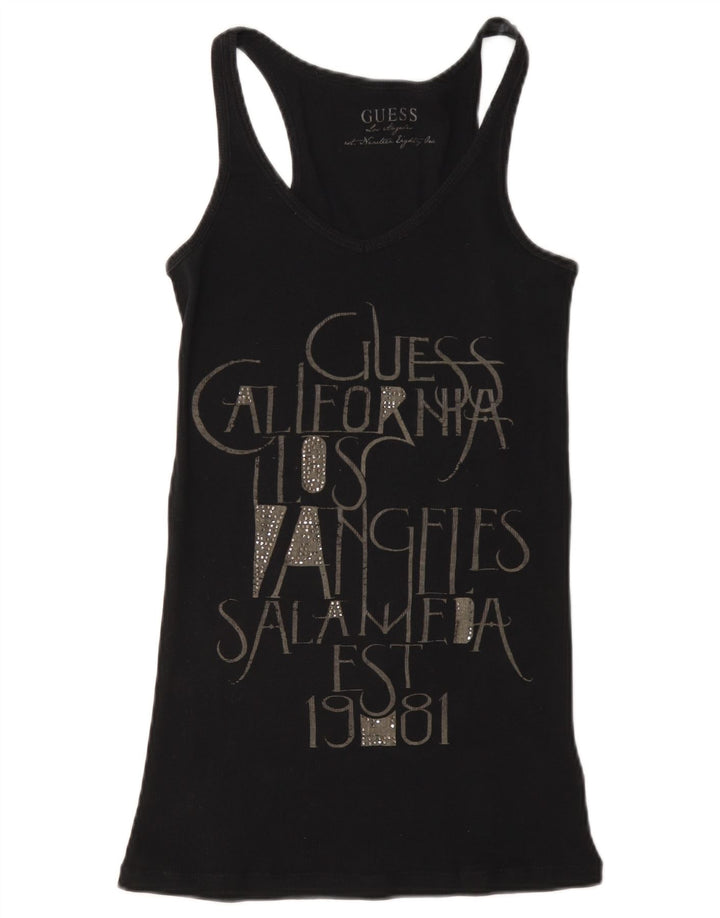 Colete feminino Guess com estampa gráfica UK 8 pequeno algodão preto