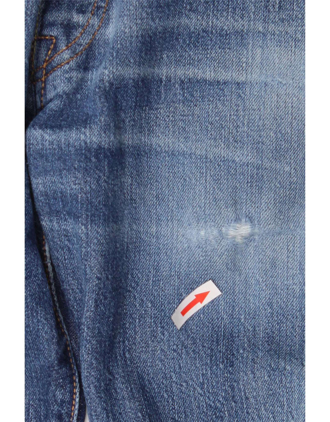 Calça jeans reta masculina Levi's desgastada W34 L34 azul algodão