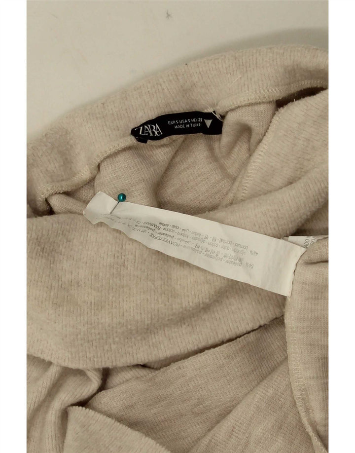 Colete feminino Zara UK 10 pequeno poliéster bege