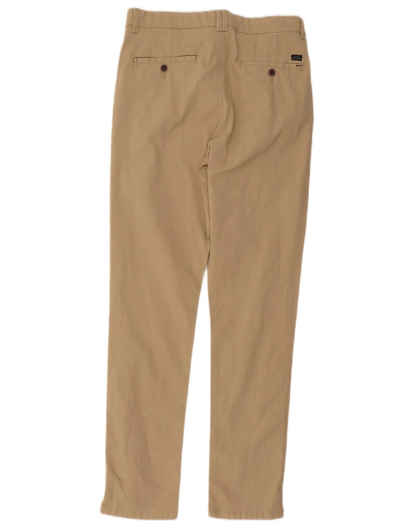Zara Boys Slim Chino Calças 13-14 Anos W30 L30 Algodão Bege