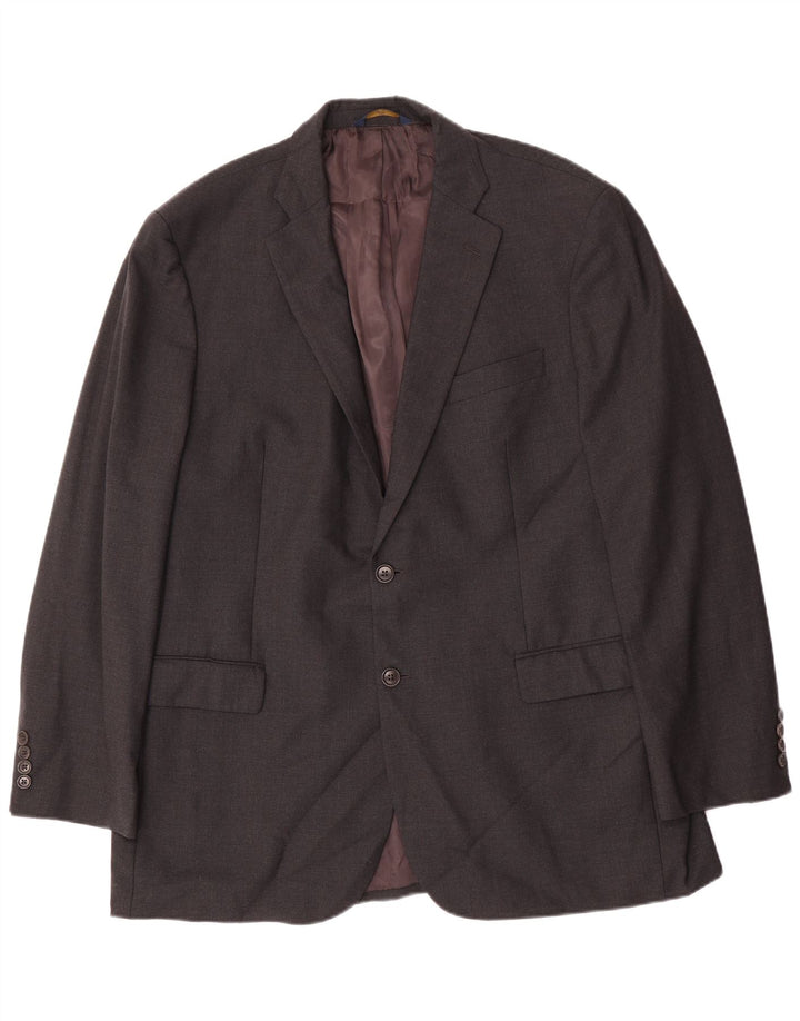 Jaqueta blazer masculina Brooks Brothers Longline 2 botões Reino Unido 46 3XL lã cinza
