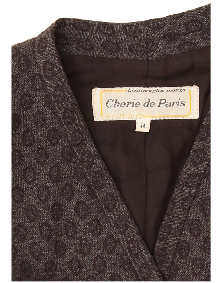 Jaqueta blazer feminina vintage manga 3/4 IT 44 cinza médio geométrico