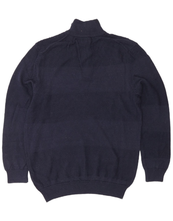GANT Mens Zip Neck Jumper Sweater Large Navy Blue Cotton