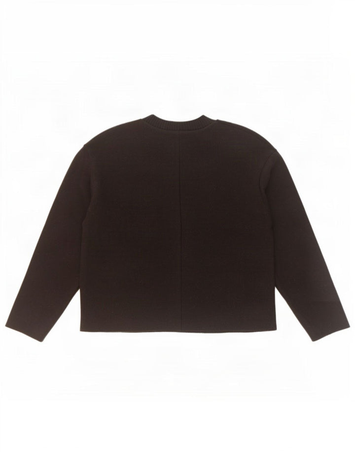 Suéter feminino Zara com gola redonda grande, Reino Unido 10, pequeno, preto, poliéster