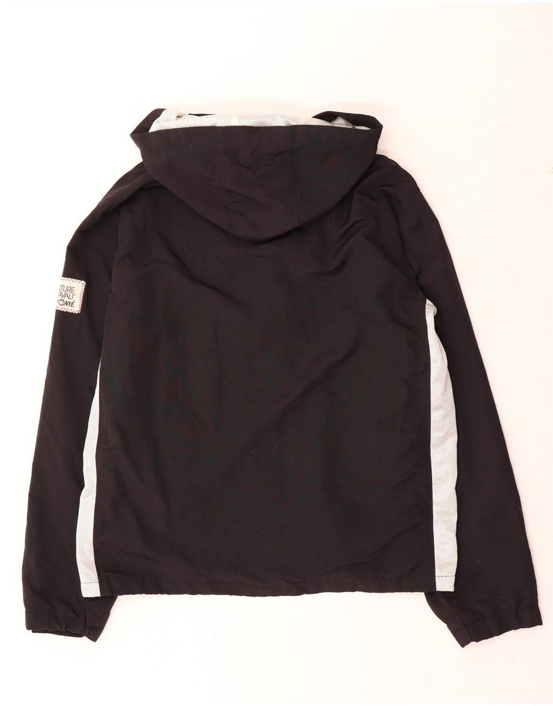 Jaqueta de chuva masculina Murphy & Nye com capuz gráfico Reino Unido 40 grande bloco colorido preto