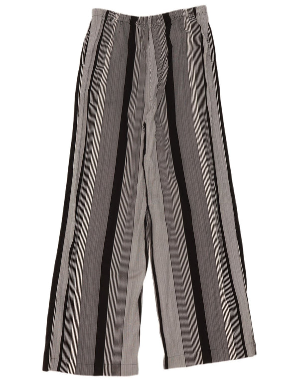 Calça feminina casual Marks & Spencer com perna larga W30 L32 preta listrada
