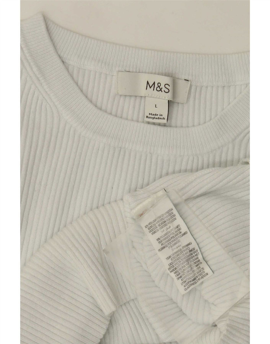 Camiseta feminina Marks & Spencer UK 14 grande viscose branca
