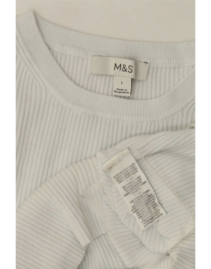 Camiseta feminina Marks & Spencer UK 14 grande viscose branca