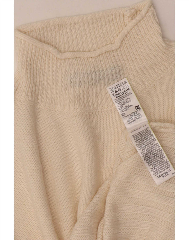 Suéter feminino Marks & Spencer com gola tartaruga Reino Unido 10 pequeno bege