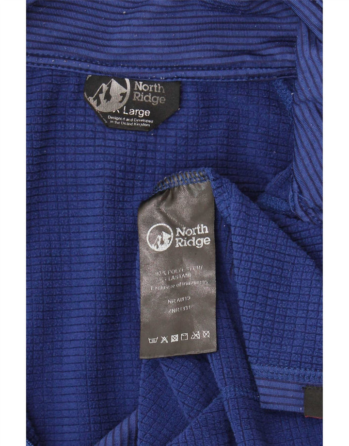 North Ridge Mens Zip Neck Pulôver Treino Top Grande Listrado Azul