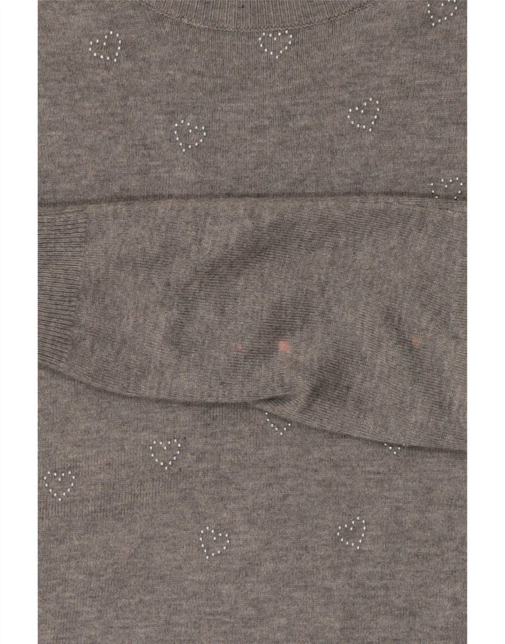 Suéter feminino Marks & Spencer com gola canoa Reino Unido 10 pequeno cinza manchado