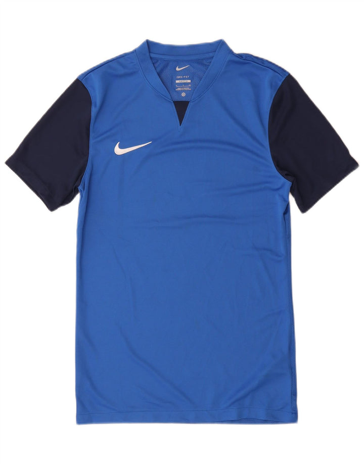 Camiseta masculina Nike Dri Fit Slim Fit top pequeno azul colorblock poliéster