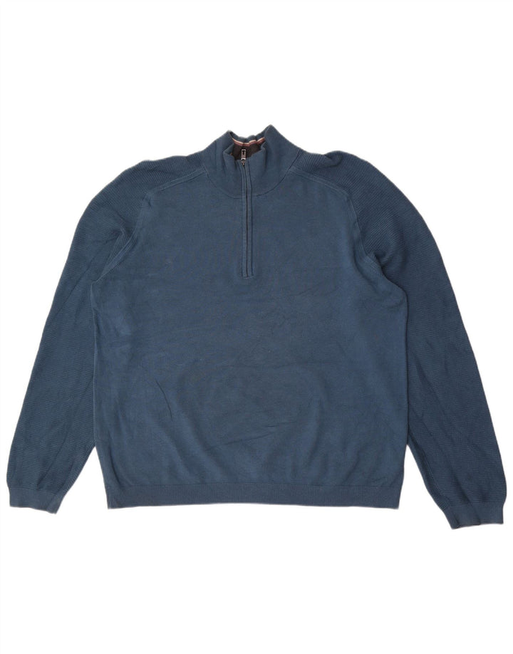 Suéter masculino Ted Baker com zíper e pescoço tamanho 6 2XL azul viscose