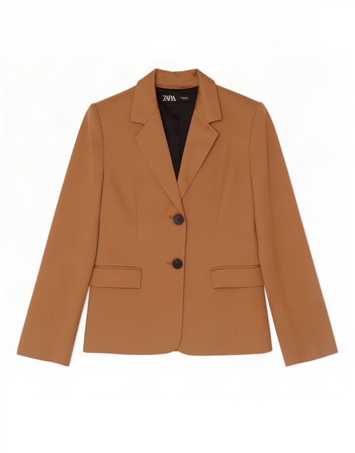 Jaqueta blazer feminina Marks & Spencer com 2 botões Reino Unido 4 XS marrom viscose