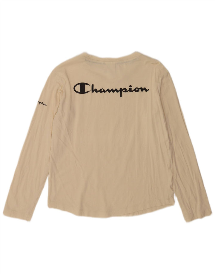 Champion feminino gráfico top manga comprida UK 10 pequeno off white
