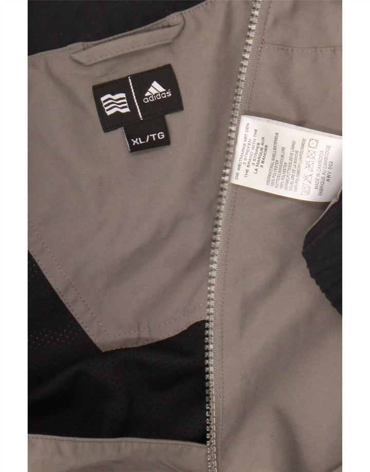 Adidas Mens Zip Neck Pullover Treino Top XL Cinza Colourblock Poliéster