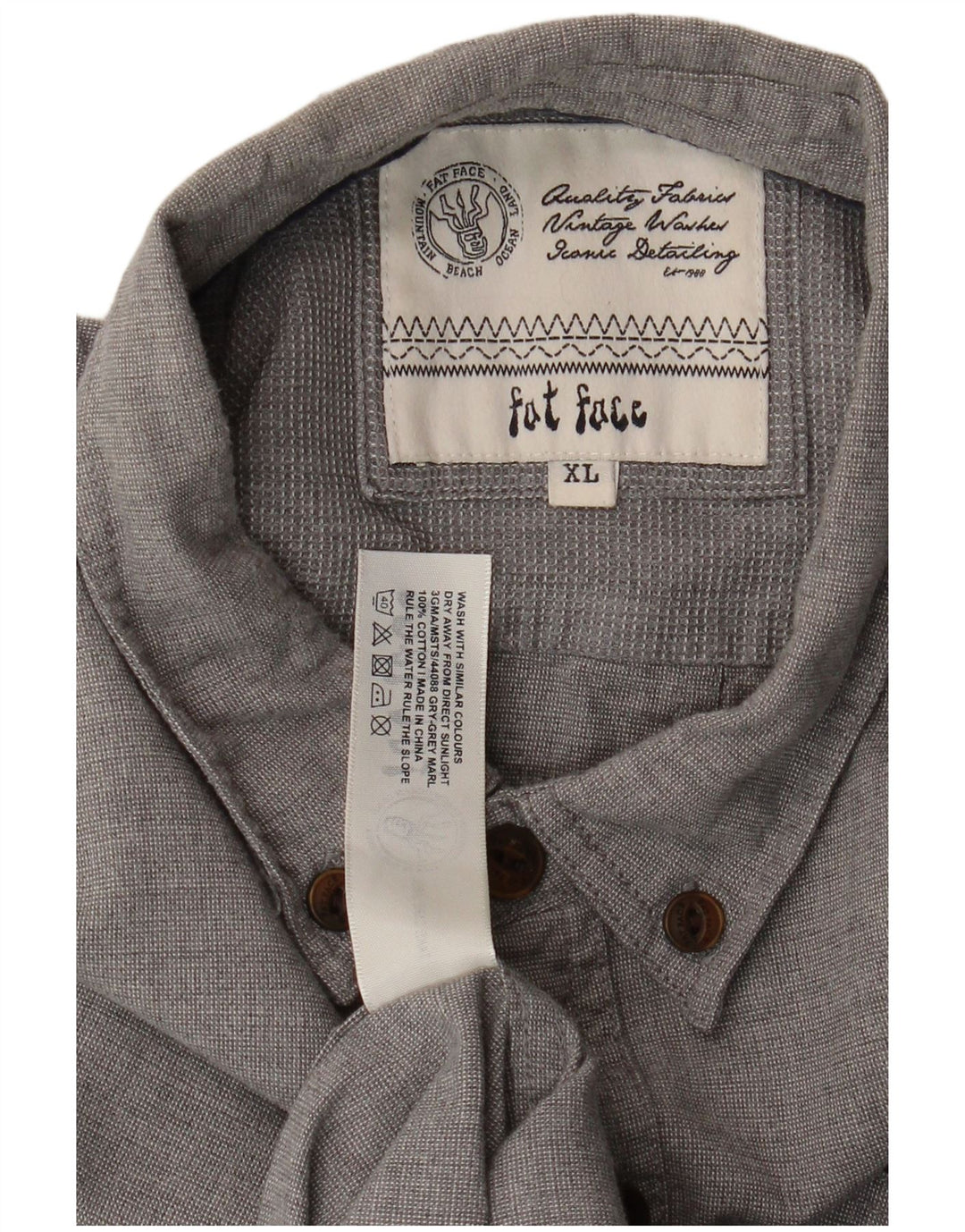 Camisa masculina Fat Face XL algodão cinza