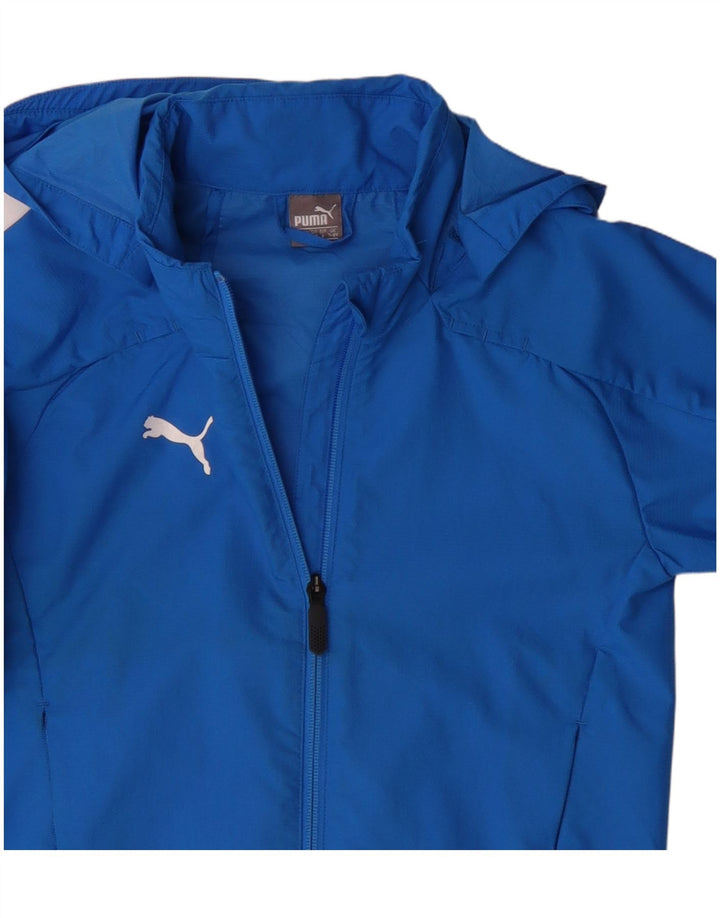 Jaqueta de chuva com capuz para meninos Puma 7-8 anos azul poliéster