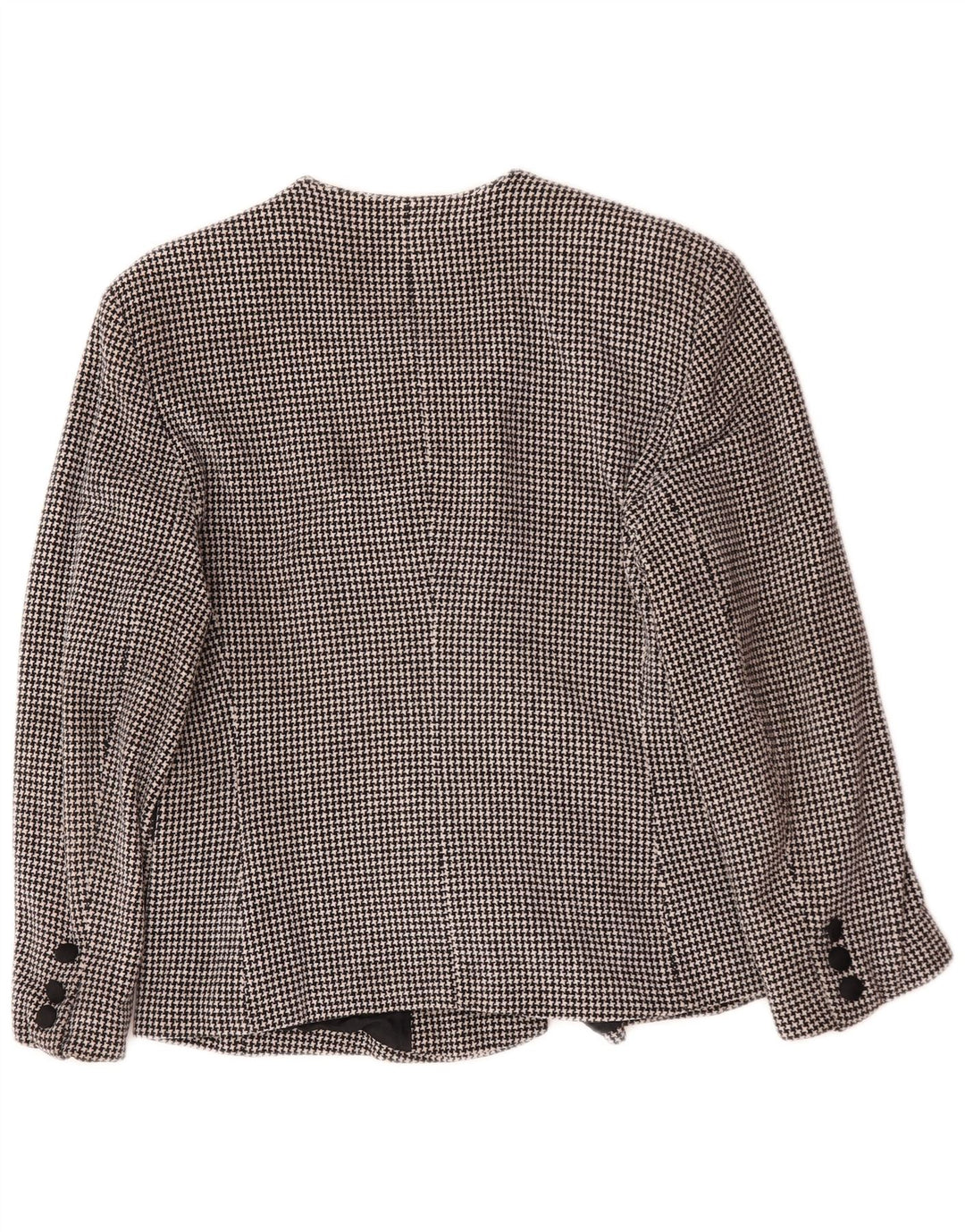 Jaqueta blazer feminina vintage com peito duplo UK 14 médio preto houndstooth
