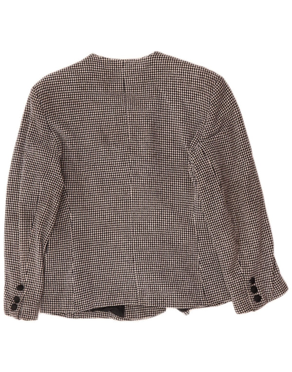 Jaqueta blazer feminina vintage com peito duplo UK 14 médio preto houndstooth