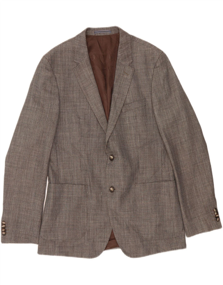Jaqueta blazer masculina TOMMY HILFIGER sob medida com 2 botões IT 52 XL lã cinza