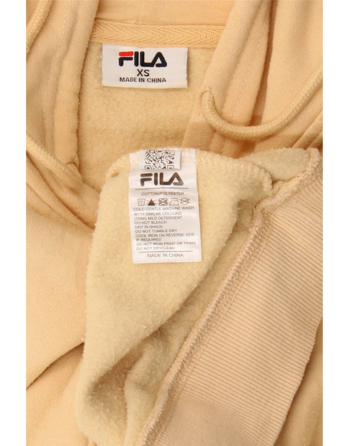 FILA Womens Oversized Hoodie Jumper UK 6 XS Beige Cotton Vintage Fila and Second-Hand Fila from Messina Hembry 