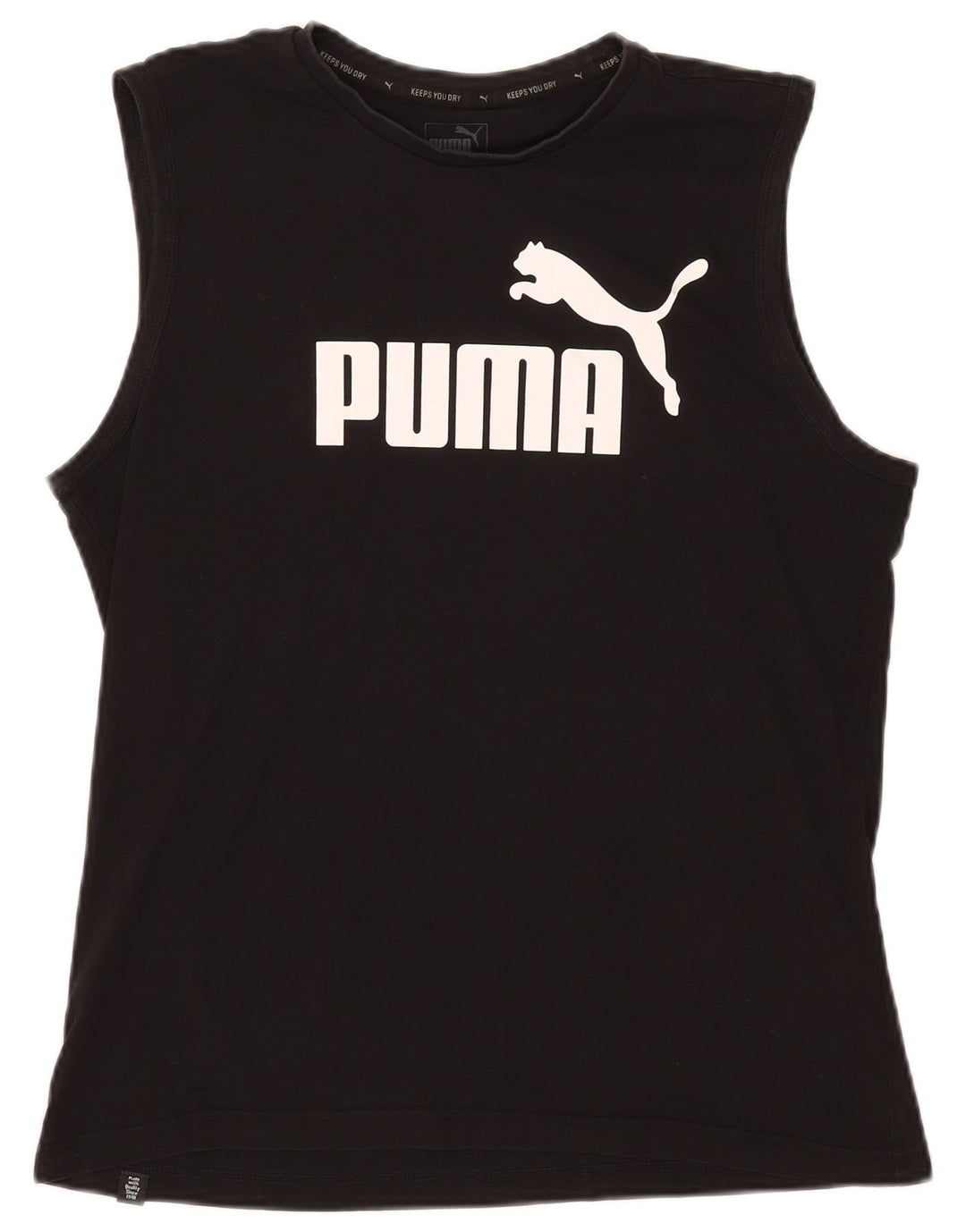 Puma Mens Graphic Vest Top Grande Algodão Preto