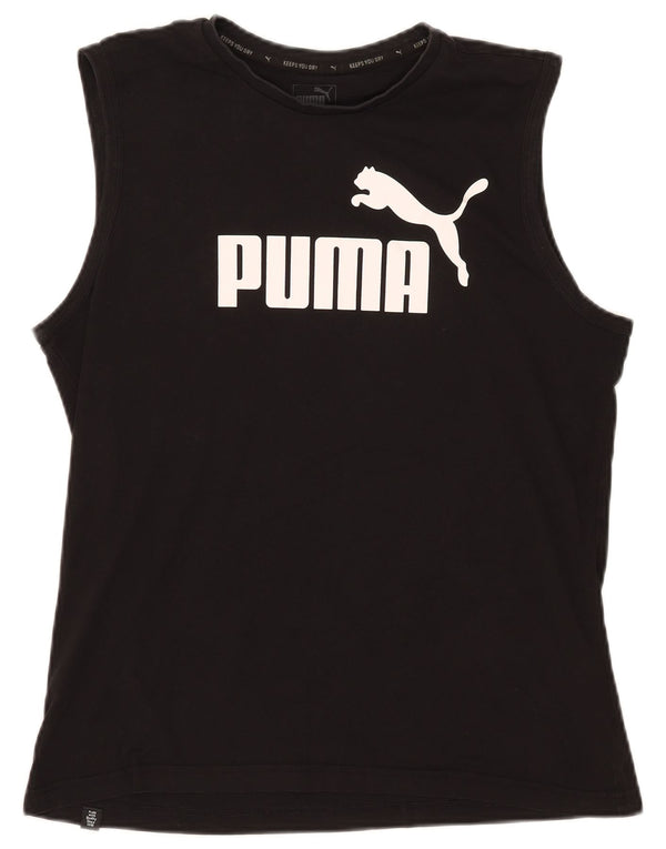 Puma Mens Graphic Vest Top Grande Algodão Preto