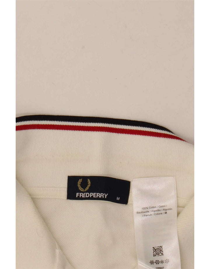 Camisa polo masculina Fred Perry de algodão branco médio