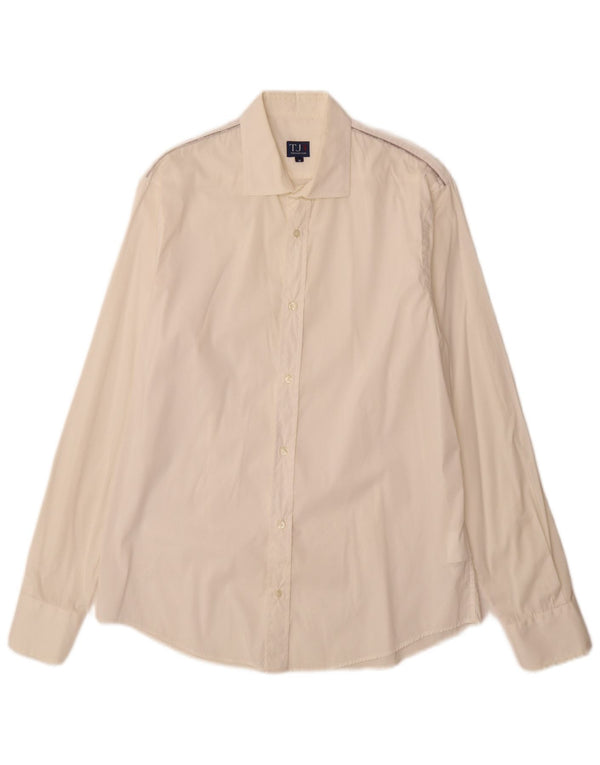 Trussardi Jeans Camisa masculina média algodão branco
