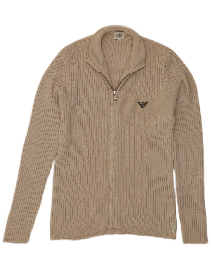 Suéter cardigã Armani Boys 11-12 anos lã virgem bege