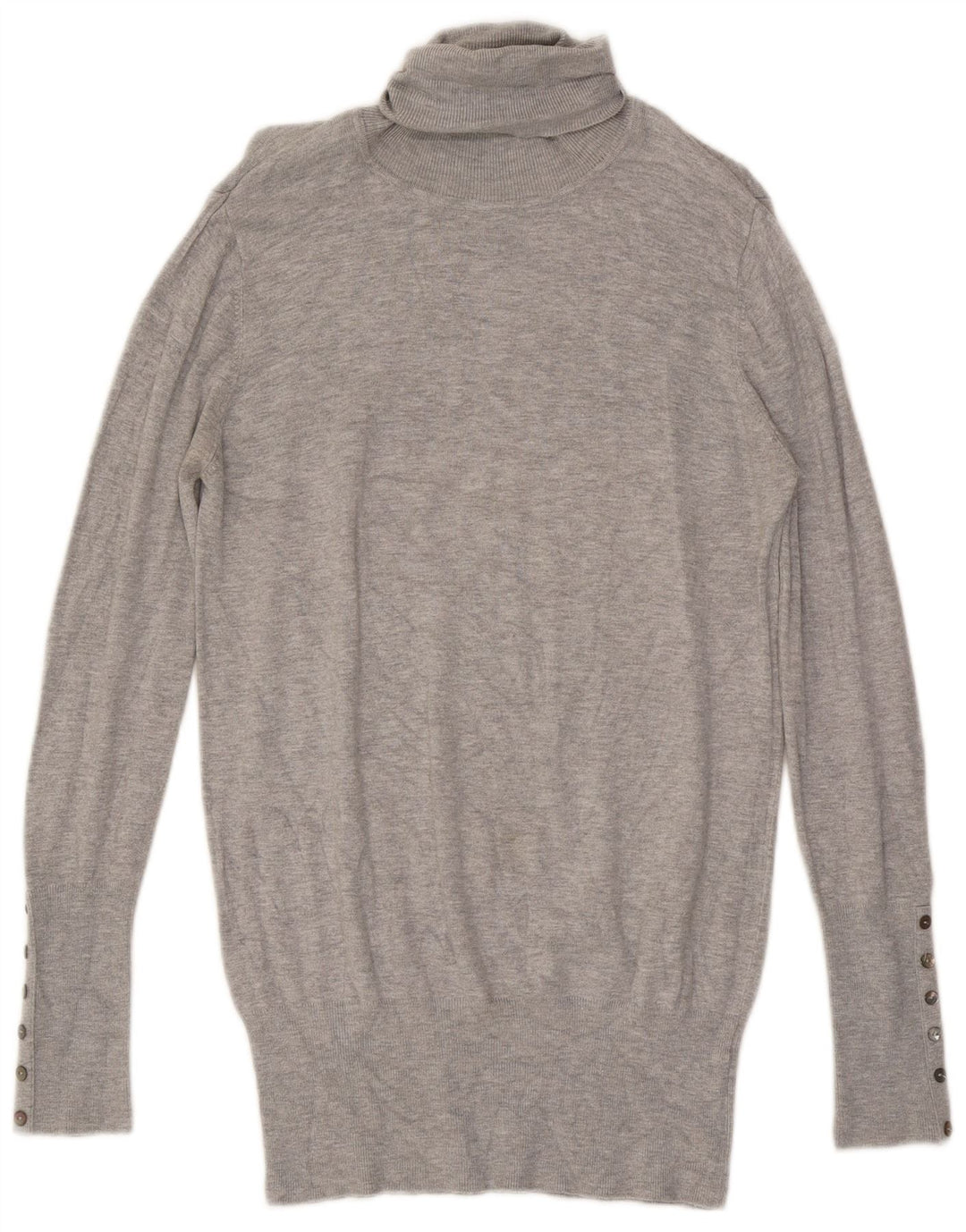 Suéter feminino Zara com gola redonda, Reino Unido 14, grande rayon cinza
