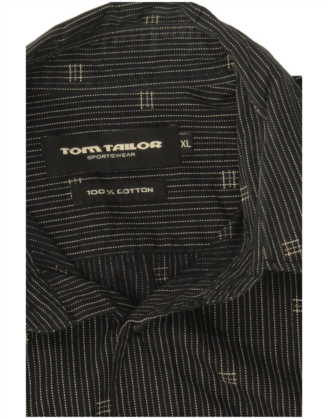 Camisa masculina TOM TAILOR XL preta listrada de algodão