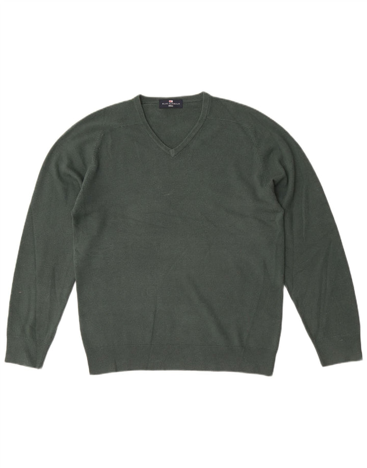 Suéter masculino Marks & Spencer Blue Harbor com decote em V pequeno acrílico verde